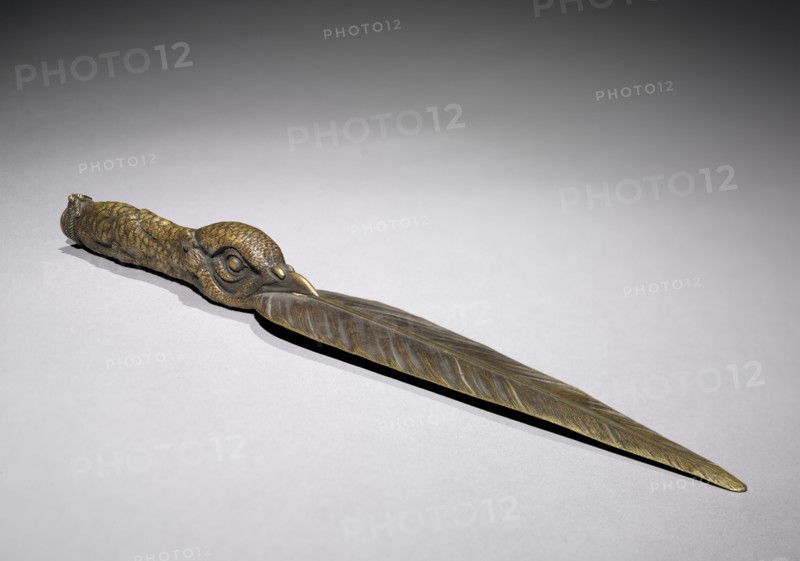 Paper Knife, 1800s. Jules Pierre Moigniez (French, 1835-1894). Bronze, golden brown patina; overall: 34.6 cm (13 5/8 in.).