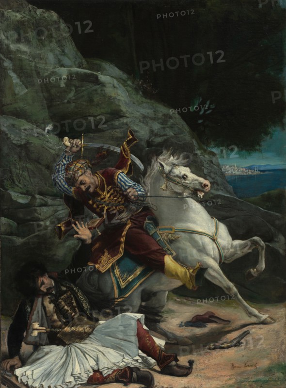 Combat of a Greek and a Turk, after 1835. Imitator of Horace Vernet (French, 1789-1863). Oil on fabric; unframed: 75 x 55 cm (29 1/2 x 21 5/8 in.)