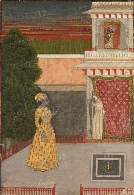 Lovers and an Old Crone, c. 1780 - 1790. India, Rajasthan, Kishangarh, 18th century. Color on paper; overall: 19.7 x 13.5 cm (7 3/4 x 5 5/16 in.)