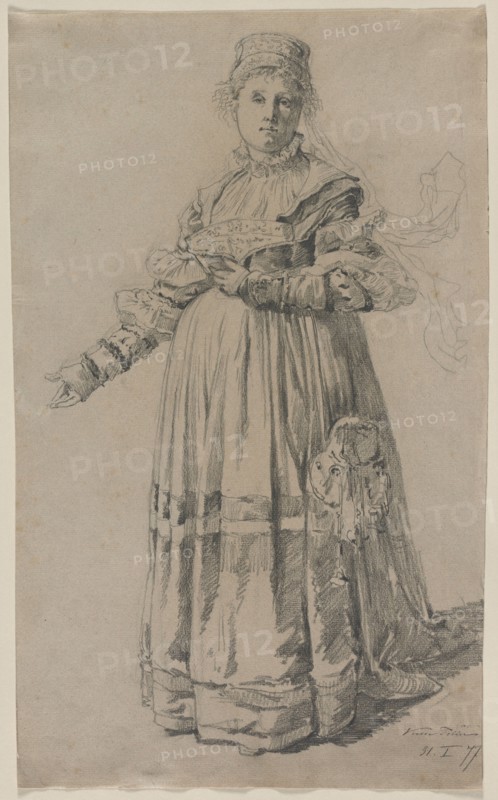 Standing Woman, 1877. Victor Tobler (Swiss, 1846-1915). Graphite; sheet: 43.8 x 26.9 cm (17 1/4 x 10 9/16 in.).