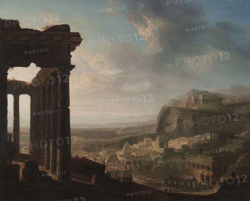 Ruins of an Ancient City, c. 1810 - 1820. John Martin (British, 1789-1854). Oil on paper, mounted on canvas; framed: 118.5 x 142 x 8 cm (46 5/8 x 55 7/8 x 3 1/8 in.); unframed: 95.6 x 118.6 cm (37 5/8 x 46 11/16 in.)