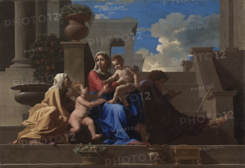 The Holy Family on the Steps, 1648. Nicolas Poussin (French, 1594-1665). Oil on canvas; framed: 103.5 x 135.3 x 13.3 cm (40 3/4 x 53 1/4 x 5 1/4 in.); unframed: 73.3 x 105.8 cm (28 7/8 x 41 5/8 in.); former: 72.3 x 104 cm (28 7/16 x 40 15/16 in.).