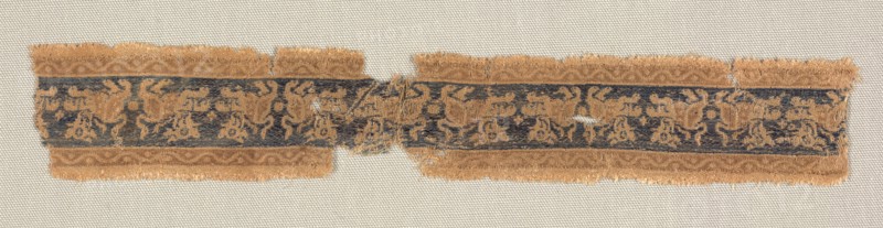 Fragment of Band or Border, 6th century. Syria, 6th century. Compound twill weave, silk; overall: 3.5 x 21 cm (1 3/8 x 8 1/4 in.)