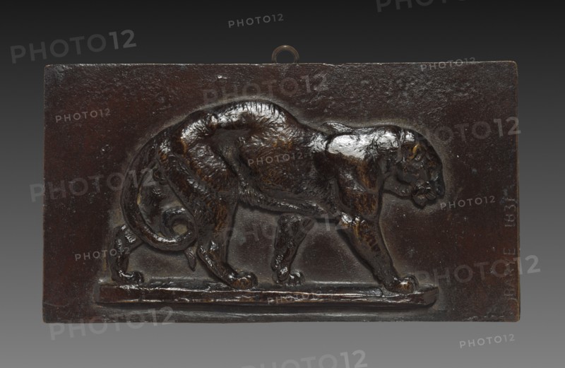 Walking Panther, 1831. Antoine-Louis Barye (French, 1796-1875). Bronze; overall: 7.7 x 14.3 cm (3 1/16 x 5 5/8 in.)