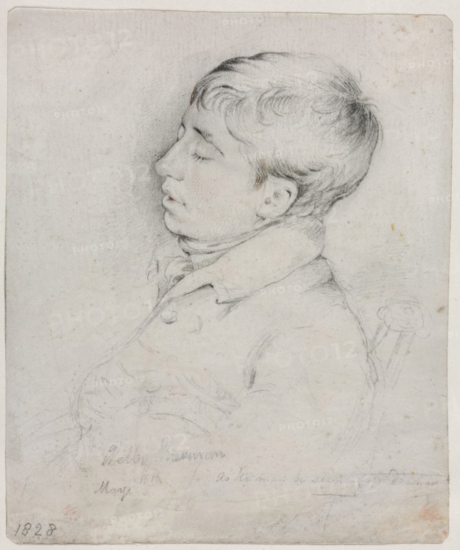 A Portrait of Welby Sherman Asleep in a Chair, 1828. George Richmond (British, 1809-1896). Graphite with touches of watercolor on vellum; sheet: 16 x 13.2 cm (6 5/16 x 5 3/16 in.).