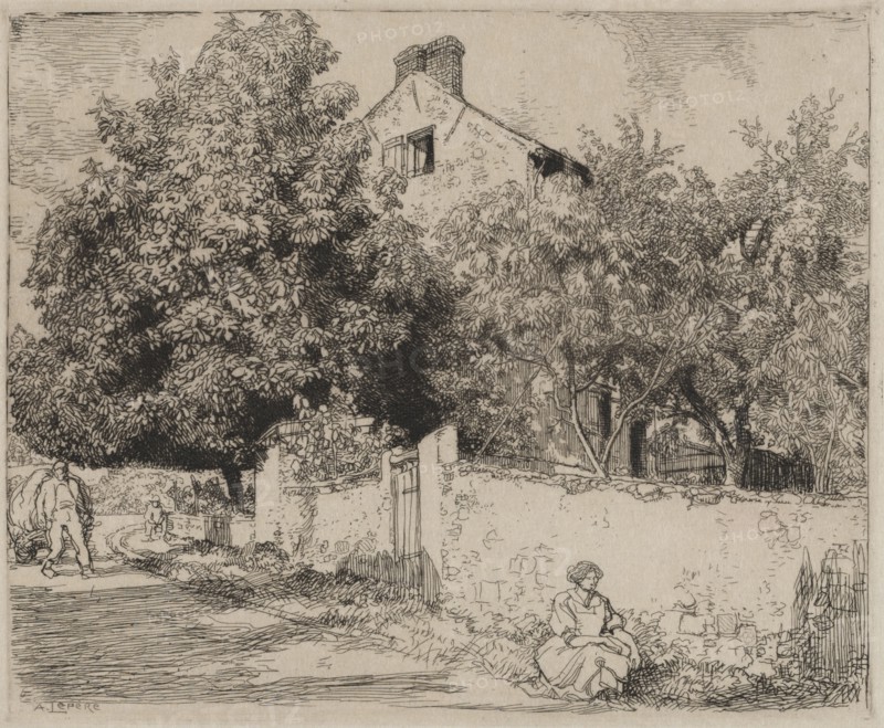The House of Madame B., 1915. Auguste Louis Lepère (French, 1849-1918). Etching