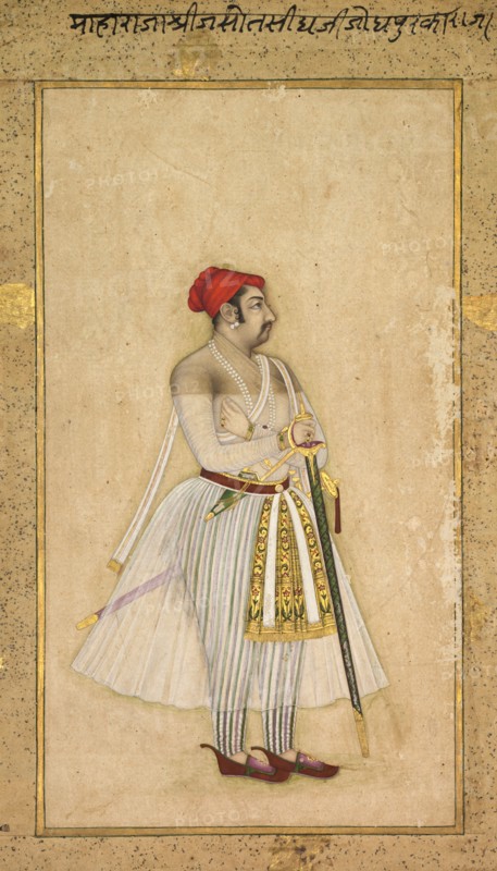 Jaswant Singh of Jodhpur (ruled 1635-1678), c. 1660-1665. India, Rajasthan, Jodhpur, 17th century. Pencil with slight color on paper; image: 23.3 x 12.8 cm (9 3/16 x 5 1/16 in.); overall: 28.7 x 16.3 cm (11 5/16 x 6 7/16 in.).