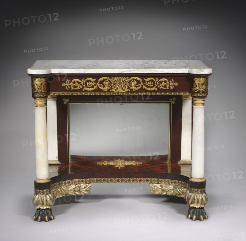 Pier Table, c. 1829-1835. Joseph Meeks and Sons (American). Mahogany; marble; overall: 91.5 x 105.4 x 57.1 cm (36 x 41 1/2 x 22 1/2 in.).