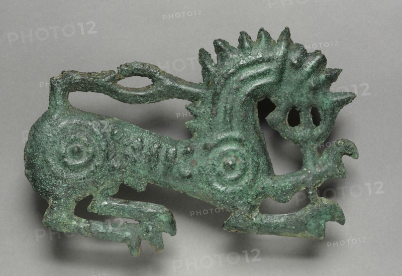 Lion Plaque, 1000-500 BC. Iran, Scythian, 1st half 1st millennium BC. Bronze, repoussé ; overall: 13.5 x 18 x 1 cm (5 5/16 x 7 1/16 x 3/8 in.).