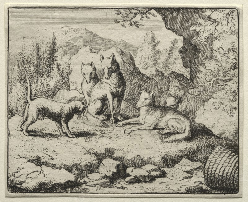 Reynard the Fox:  The Cat Calls Reynard to Court. Allart van Everdingen (Dutch, 1621-1675). Etching