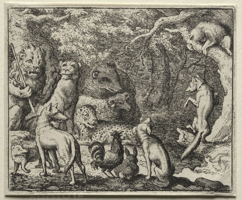 Reynard the Fox:  Reynard Asks Permission to Confess. Allart van Everdingen (Dutch, 1621-1675). Etching
