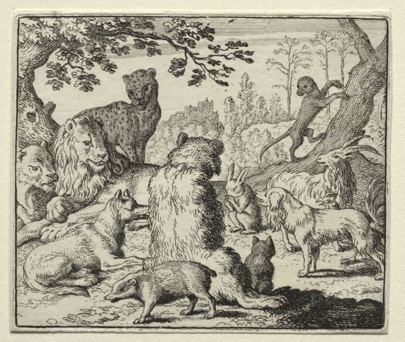 Reynard the Fox:  Lion Orders Search for Reynard. Allart van Everdingen (Dutch, 1621-1675). Etching