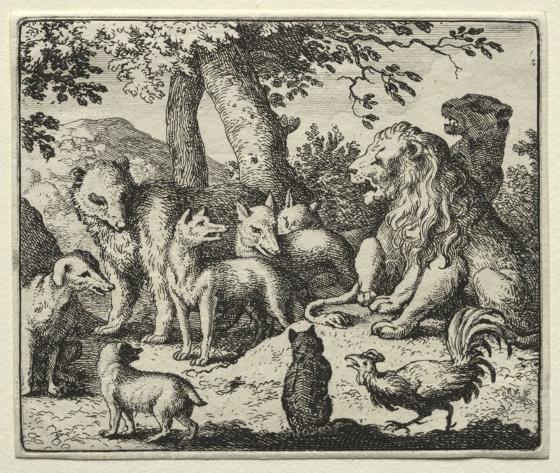 Reynard the Fox:  Reynard Exonerates Himself. Allart van Everdingen (Dutch, 1621-1675). Etching
