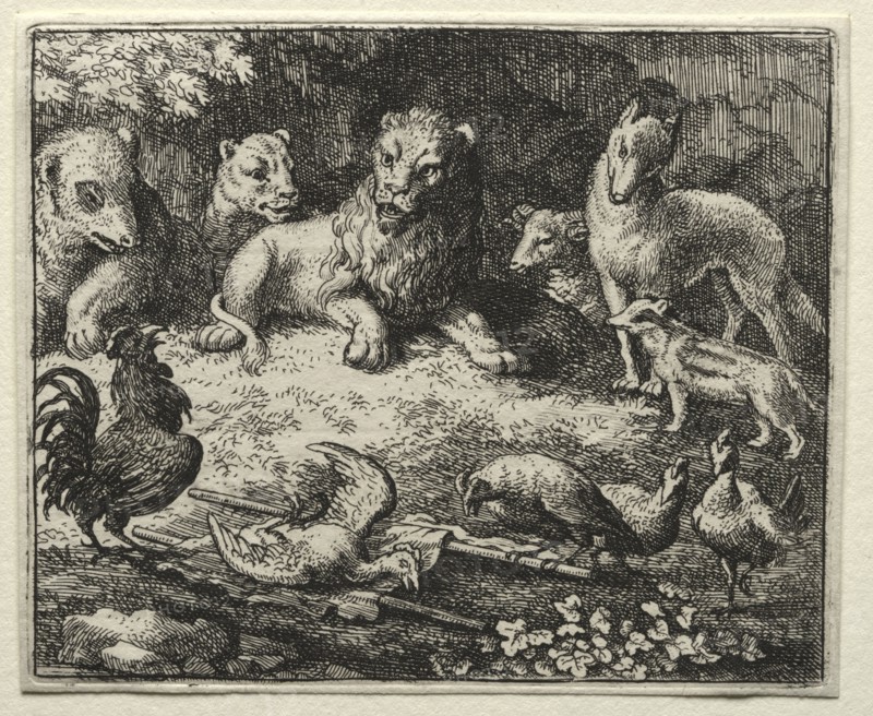 Reynard the Fox:  The Complaint of the Cock. Allart van Everdingen (Dutch, 1621-1675). Etching
