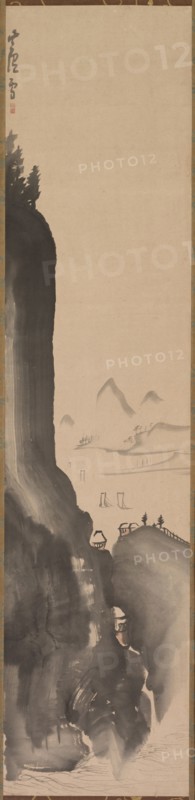 Mountains and Distant Boats, late 18th century. Nagasawa Rosetsu (Japanese, 1754-1799). Hanging scroll; ink on paper; painting only: 119.3 x 28 cm (46 15/16 x 11 in.); including mounting: 187 x 32.1 cm (73 5/8 x 12 5/8 in.).