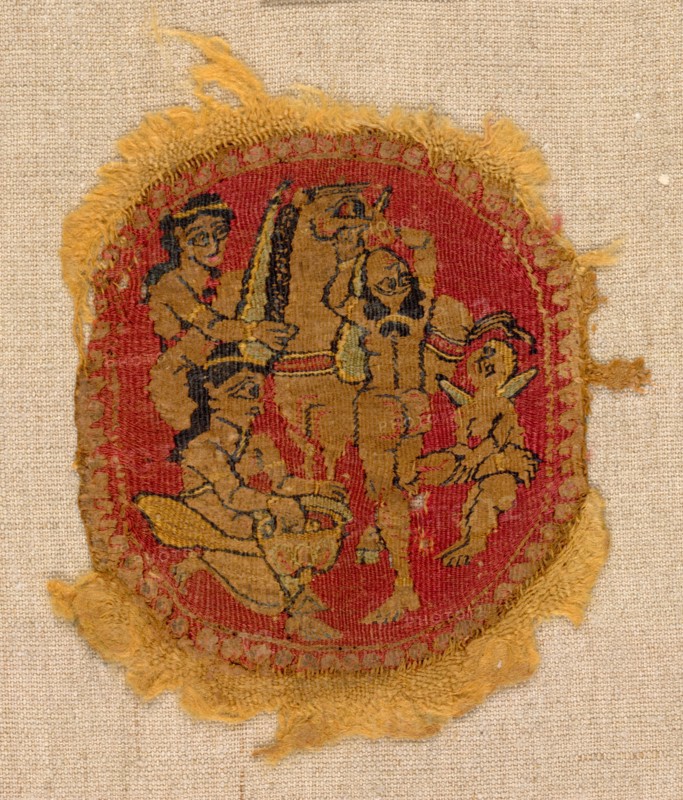 Five Round Segmenta, 650 - 750. Egypt, Umayyad period, mid-7th to mid-8th century. Tapestry weave: wool; overall: 12 x 10 cm (4 3/4 x 3 15/16 in.)