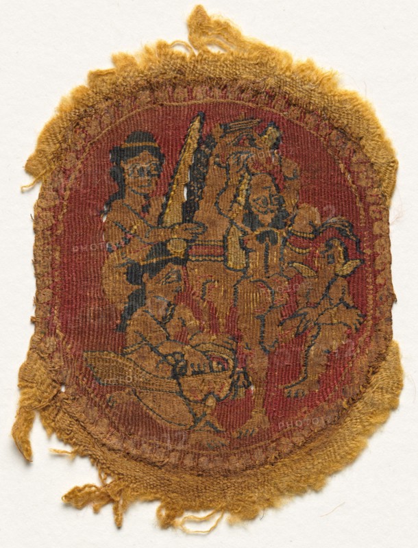 Five Round Segmenta, 650 - 750. Egypt, Umayyad period, mid-7th to mid-8th century. Tapestry weave: wool; average: 12.5 x 9.4 cm (4 15/16 x 3 11/16 in.)