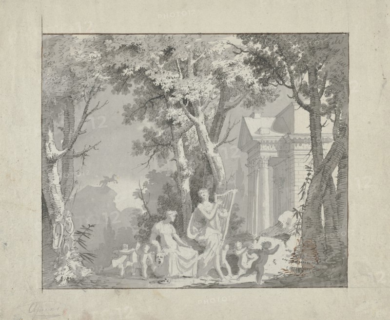 Classical Scene, 1775-1800. Circle of Francisco Vieira (Portuguese, 1765-1805). Pen and brown and gray ink with gray wash over pencil;