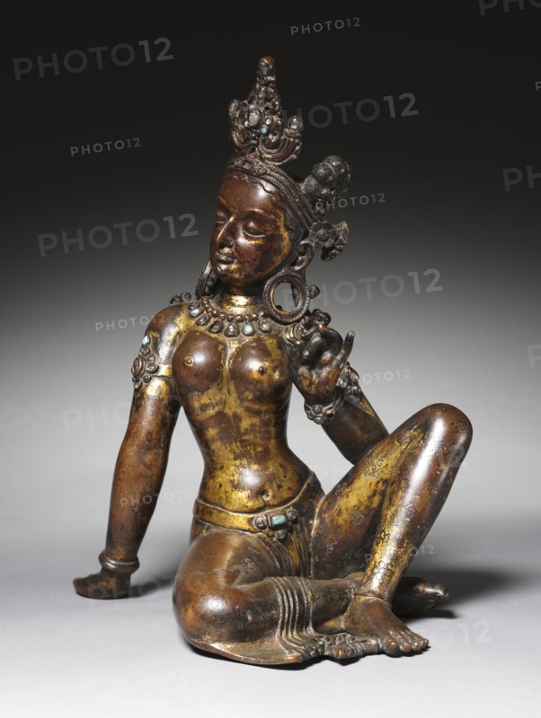 Goddess Uma, 1000s. Nepal, 11th Century. Gilt bronze and semiprecious stones; overall: 35.6 x 27.9 x 25.4 cm (14 x 11 x 10 in.).