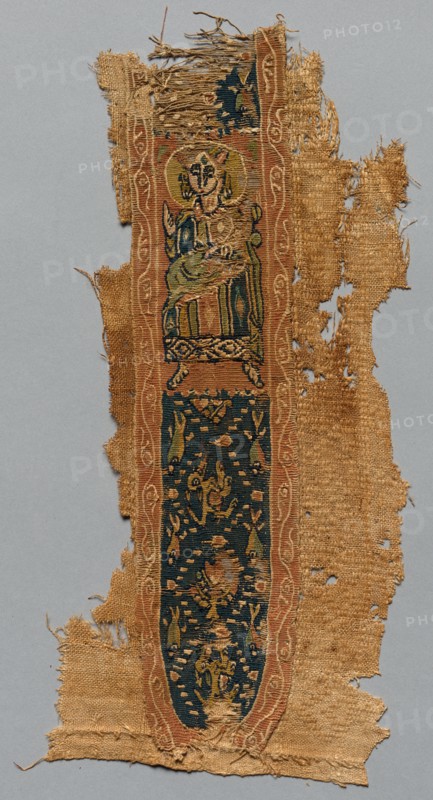 Fragment of a Clavus from a Tunic, 700s - 800s. Egypt, Abbasid period(?), 8th - 9th century. Tapestry (originally inwoven in tabby ground); linen and wool; overall: 16.3 x 33.7 cm (6 7/16 x 13 1/4 in.)