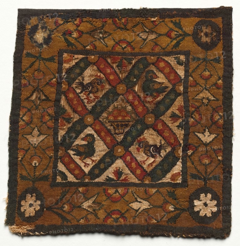 Square Segmentum from a Tunic, 600s - 700s. Egypt, 7th - 8th century. Tapestry; linen and wool; overall: 21 x 20.8 cm (8 1/4 x 8 3/16 in.)