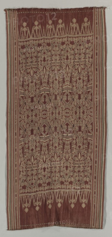 Pua (Ceremonial Blanket), late 1800s-early 1900s. Indonesia, Borneo, Sarawak Region, Iban Dyak tribe, late 19th-early 20th century. Plain weave cotton; ikat dyed; overall: 197.5 x 88.6 cm (77 3/4 x 34 7/8 in.).
