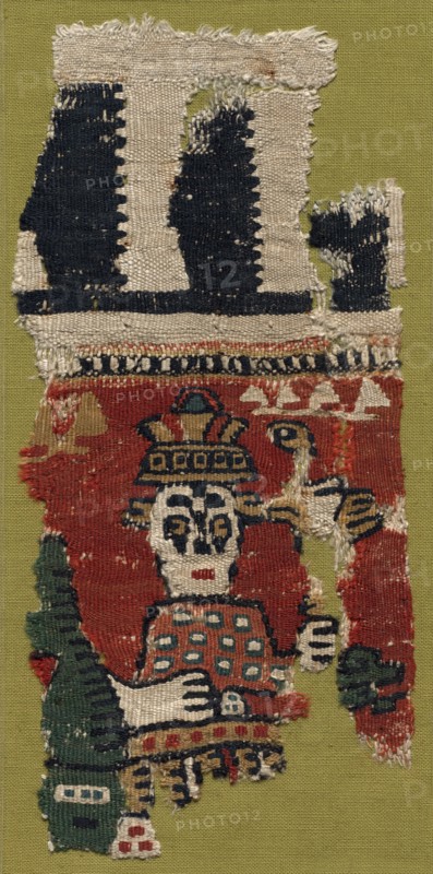 Fragment of an Ornament, 700s - 800s. Egypt, Abbasid period (?), 8th - 9th century. Tabby weave with inwoven tapestry ornament, linen and wool; overall: 24.2 x 11.7 cm (9 1/2 x 4 5/8 in.)