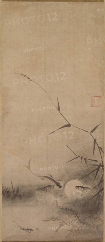 Fish and Seaweed, 16th century. Rinkyo (Japanese). Pair of hanging scrolls: ink on paper; painting only: 66.7 x 28.5 cm (26 1/4 x 11 1/4 in.); including mounting: 139.7 x 42.6 cm (55 x 16 3/4 in.).