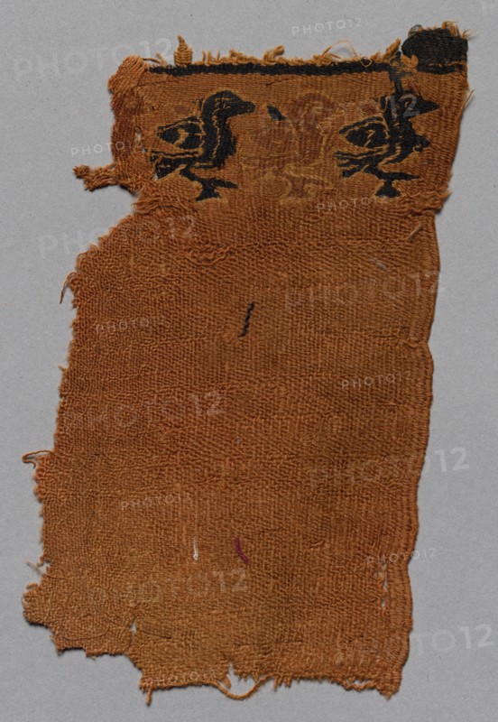 Fragment with Frieze of Birds, 400s - 500s. Egypt, Byzantine period, 5th - 6th century. Tabby ground, inwoven tapestry ornament; wool; overall: 17.5 x 10 cm (6 7/8 x 3 15/16 in.)