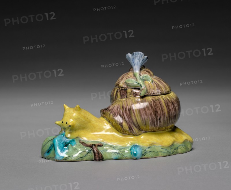 Covered Box in the Form of a Snail, c. 1750. Strasbourg Factory (French). Faience; overall: 7.7 x 12.4 x 7 cm (3 1/16 x 4 7/8 x 2 3/4 in.).
