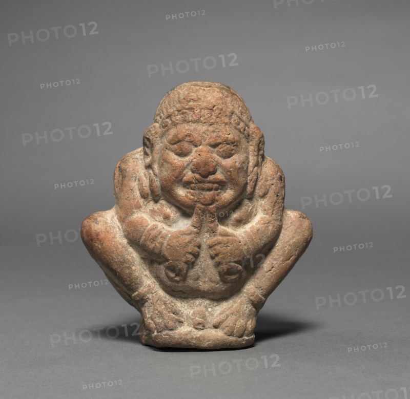 Crouching Dwarf Musician, 2nd-1st Century BC. India, Shunga Period (c. 187-78 BC). Terracotta; overall: 10.2 cm (4 in.).
