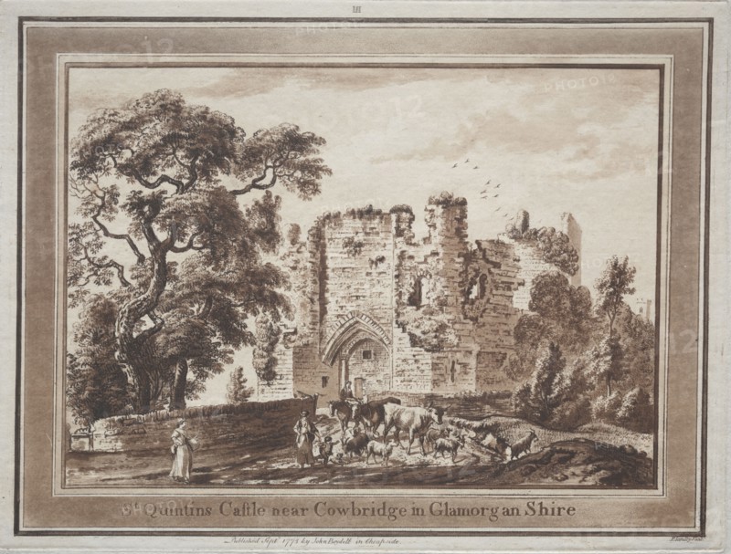 Twelve Views in South Wales:  St. Quintin's Castle near Cowbridge in Glamorganshire, 1775. Paul Sandby (British, 1731-1809). Etching, roulette, soft-ground etching, and aquatint