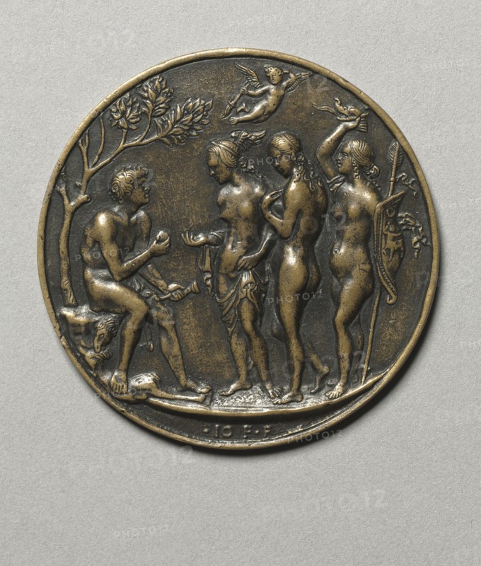 Judgment of Paris, c. 1505. Giovanni Paolo Fonduli (Italian). Bronze; diameter: 5.4 cm (2 1/8 in.).