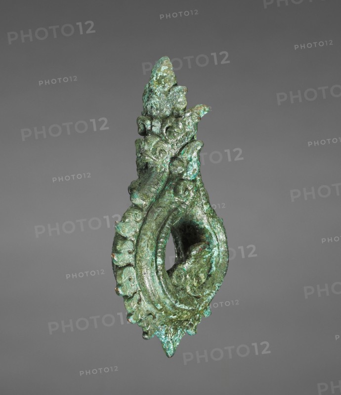 Earring, 13th Century. Cambodia, Angkorean Period (877-1431). Bronze; overall: 6.4 x 3.7 cm (2 1/2 x 1 7/16 in.).