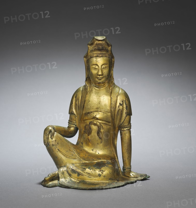 Water and Moon (Potala) Guanyin, 900-1100. China, Five dynasties (907-960) - Song dynasty (960-1279). Gilt bronze; overall: 17.6 cm (6 15/16 in.).