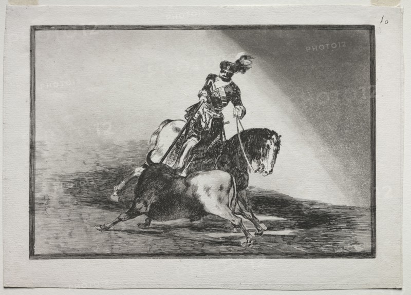 Charles V Spearing a Bull in the Ring at Valladolid, 1815-1816. Francisco de Goya (Spanish, 1746-1828). Etching, aquatint, drypoint and engraving