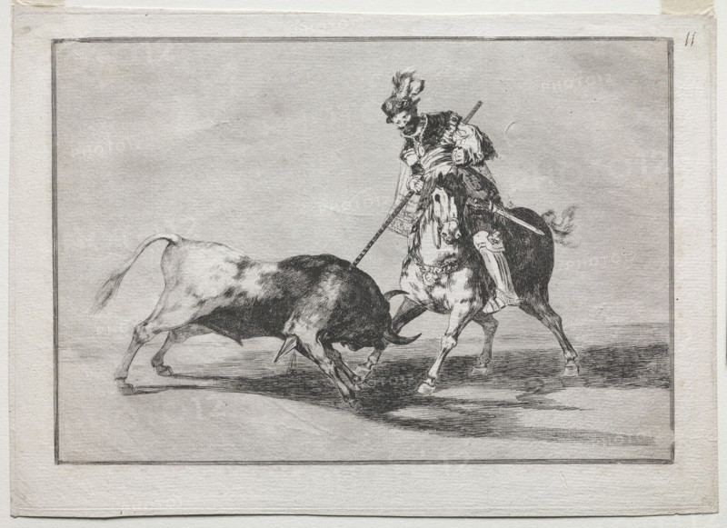 The Cid Campeador Spearing Another Bull, 1815-1816. Francisco de Goya (Spanish, 1746-1828). Etching, aquatint and engraving
