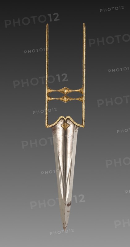 Katar (Stabbing Dagger), 1700s. India, Mughal. Steel blade, iron and gold handle; overall: 45.6 x 8.2 cm (17 15/16 x 3 1/4 in.).