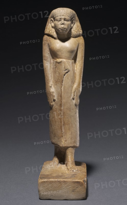 Statuette of a Man, c. 1859-1648 BC. Egypt, Middle Kingdom, Second half Dynasty 12 to Dynasty 13, reign of Amenemhat III or later. Painted limestone; overall: 18 x 4.5 x 8.6 cm (7 1/16 x 1 3/4 x 3 3/8 in.).