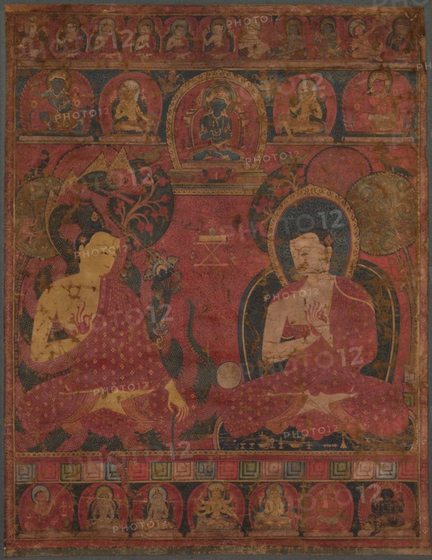 Sakyamuni with a Disciple Thangka, 14th century. Nepal, 14th century. Gouache on cloth; overall: 57.8 x 45.1 cm (22 3/4 x 17 3/4 in.).