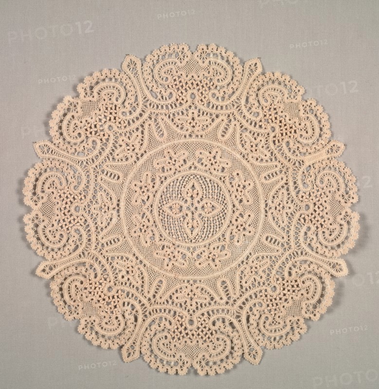 Lace, 19th century. Italy, Abruzzi, Pescocostanzo, l'Aquila, 19th century. Bobbin lace with embroidery; overall: 33.3 x 33.3 cm (13 1/8 x 13 1/8 in.).