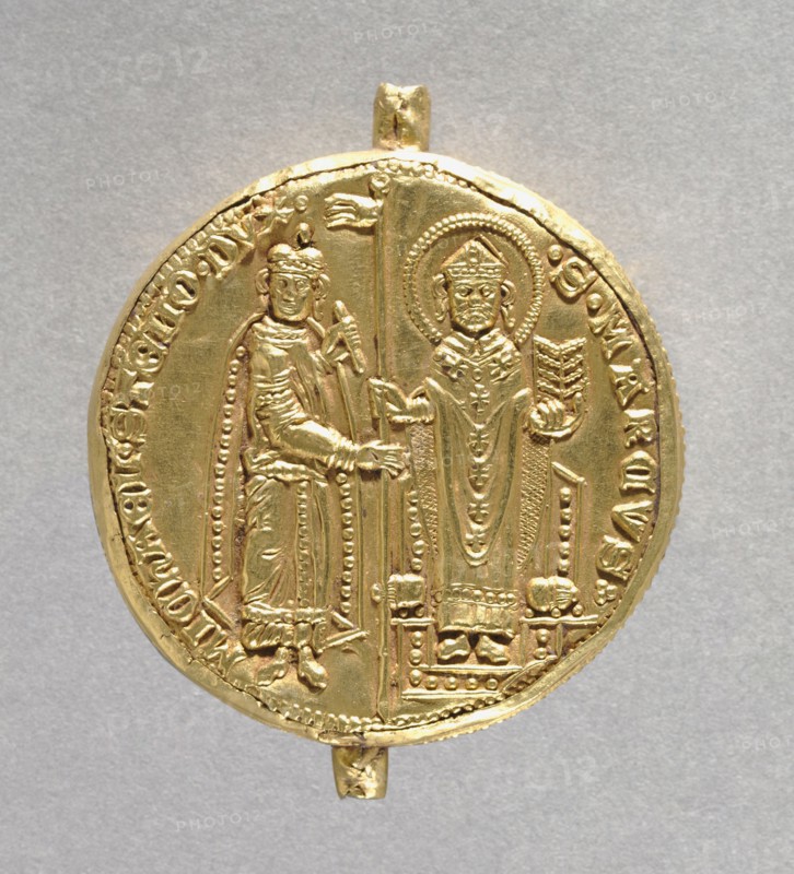 Seal of Doge Michele Steno (obverse), 1400-1409. Italy, Venice, 15th century. Repousé gold over a core of wax and resin; diameter: 4.8 cm (1 7/8 in.).