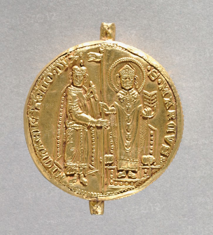 Seal of Doge Michele Steno , 1400-1409. Italy, Venice, 15th century. Repousé gold over a core of wax and resin; diameter: 4.8 cm (1 7/8 in.).