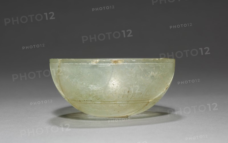 Bowl with Incised Inscription, 800s. Iraq, Abbasid Period, 9th Century. Glass; overall: 4.8 x 9.8 cm (1 7/8 x 3 7/8 in.).