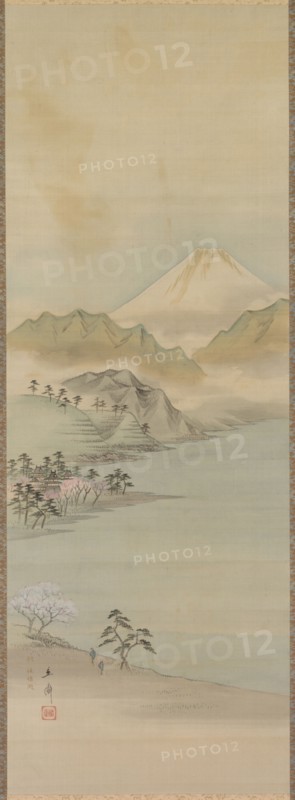 Lake Suwa, 19th century. Ando Hiroshige (Japanese, 1797-1858). Hanging scroll; ink and color on silk; overall: 174 x 49.9 cm (68 1/2 x 19 5/8 in.); painting only: 90.2 x 32.2 cm (35 1/2 x 12 11/16 in.).