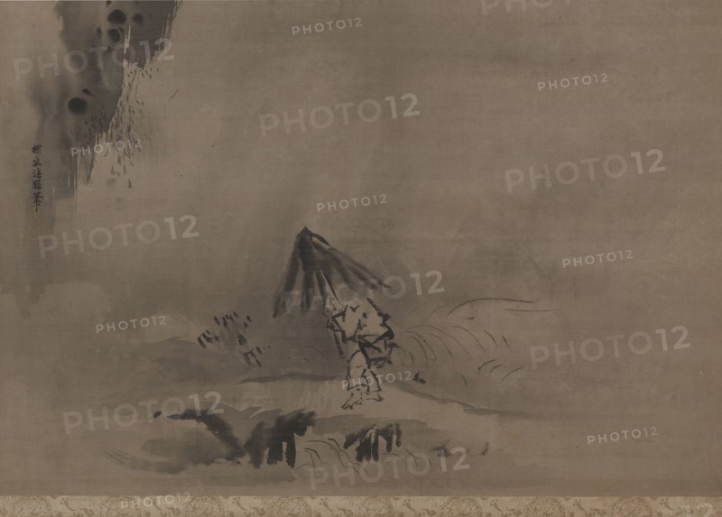 Evening Shower, 17th century. Kano Tan’yu (Japanese, 1602-1674). Hanging scroll; ink on silk; painting only: 144.5 x 79.2 cm (56 7/8 x 31 3/16 in.); including mounting: 247.7 x 101 cm (97 1/2 x 39 3/4 in.).