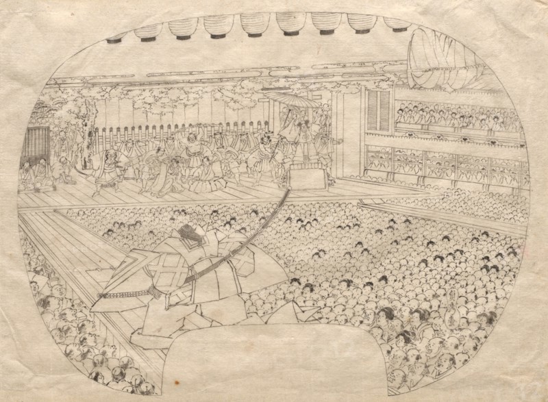 Interior of the Kabuki Theater. Utagawa Sadahide (Japanese, 1807-1873). Ink on paper; overall: 23.6 x 31.5 cm (9 5/16 x 12 3/8 in.).