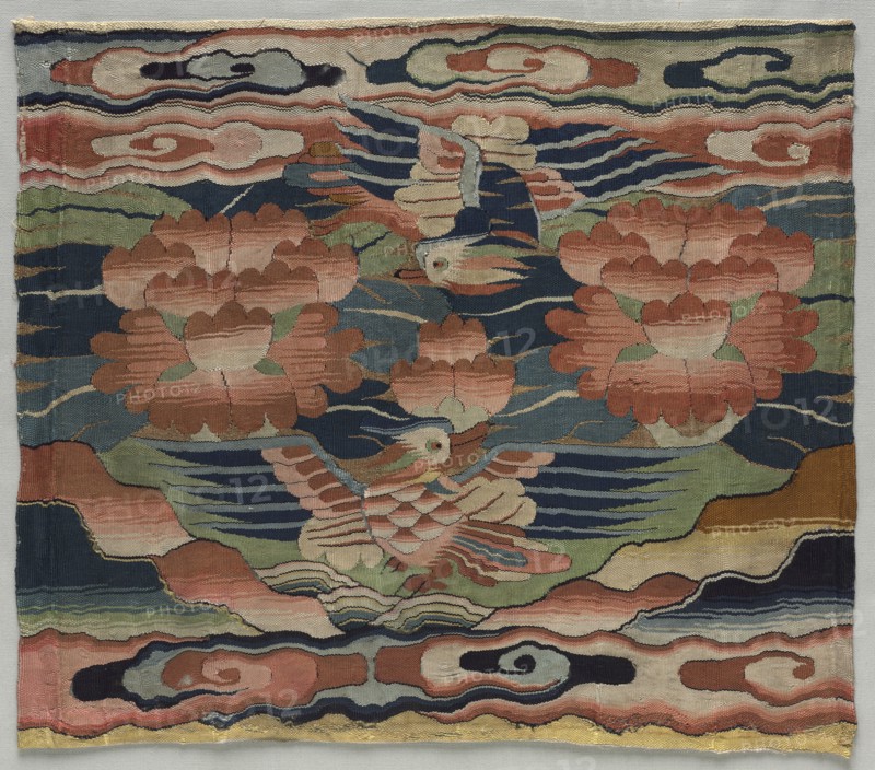 Rank Badge with Mandarin Ducks, c. 1500-1550. China, Ming dynasty (1368-1644). K'o-ssu: silk and gold; overall: 32 x 36.1 cm (12 5/8 x 14 3/16 in.)