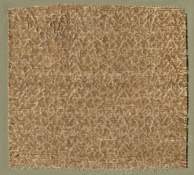 Textile with Tiny Leaves, 1275-1350. Central Asia, Mongol period, late 13th - mid-14th century. Tabby with supplementary weft; silk and gold thread; overall: 14.5 x 15.5 cm (5 11/16 x 6 1/8 in.)