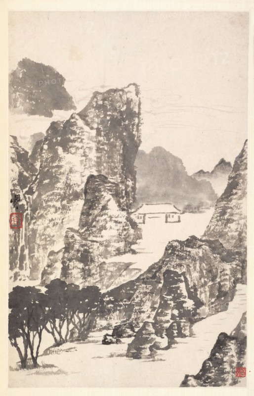 Landscape after Mi Fu, 1788. Min Zhen (Chinese, 1730-after 1788). Album leaf, ink on paper; sheet: 29 x 18.4 cm (11 7/16 x 7 1/4 in.).